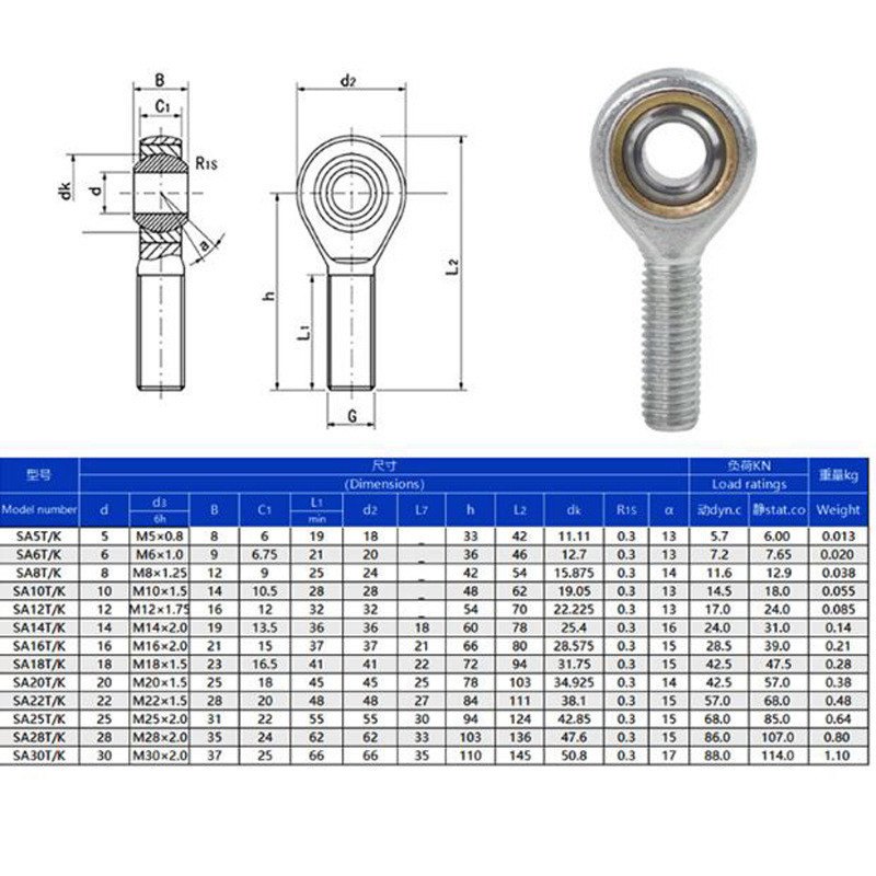 7075-T6 Aluminium Heims Rod End Bearing AM Series 1/4 5/16 3/8 7/16 1/2 5/8 3/4 1 voor Heim Joints